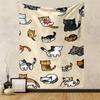 Cute Cartoon Cats Playing On Beige Background Patterned Tapestry for Bedroom and Living Room Home Decor