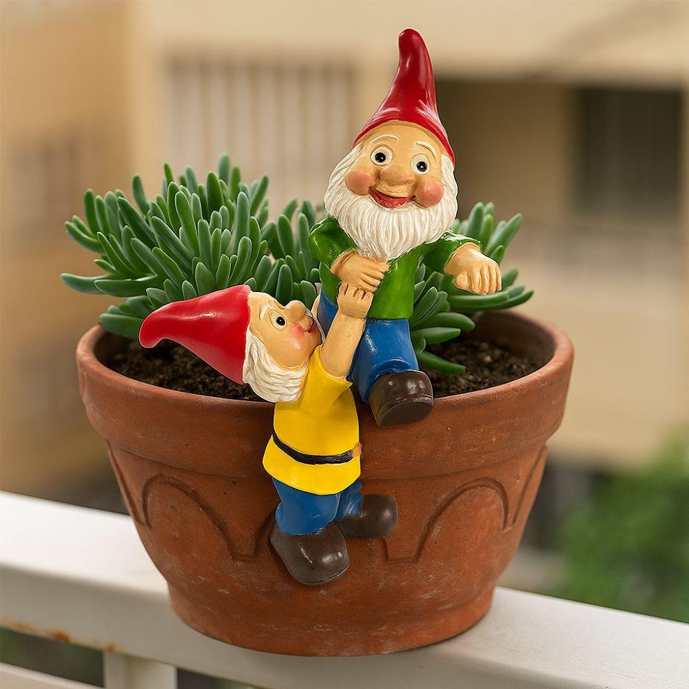 Cute Dwarf Hanging Flower Pot Cartoon Climbing Gnome Figurines Dwarf Elves Figurine  Home Decor