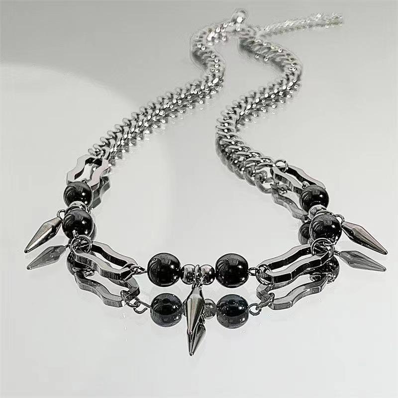 Titanium Steel Rivet Stitching Punk Rock Necklace for Men & Women