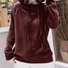Herbst und Winter Gebürstetes Besticktes Kapuzensweatshirt Winter Neu Doppelseitiger Deutscher Samt Lässig Vielseitiges Basic-Oberteil
