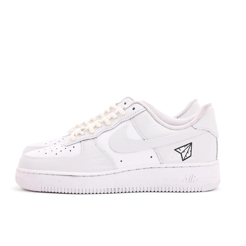 Nike Air Force 1 Coverage Abrasion Resistant Low Top Skateboard Shoes Unisex White Gray CW2288-111(Team-)
