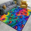 Peacock Feather Pattern Area Rug Colorful Animal Bird Fur Non-slip Carpet, Living Room Bedroom Polyester Mat Home Decor Doormat