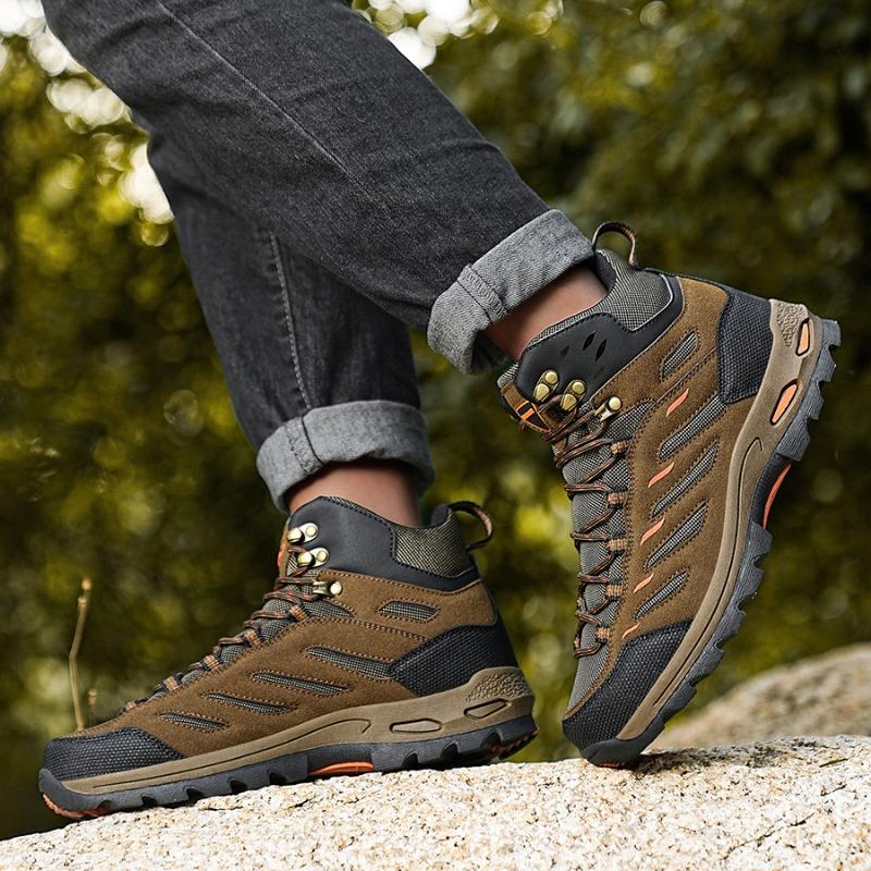 Outdoor Hiking Shoes Men Shoes Mid-top Wear-resistant Anti-slip Comfortable Men Shoes Flat Lace-up Casual Sports Shoes Men