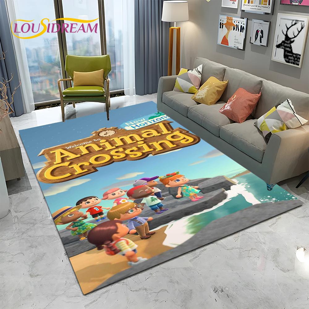 Cartoon Animal Crossing New Horizons Area Rug,Carpet Rug for Living Room Bedroom Sofa Doormat Decor,Kids Play Non-slip Floor Mat