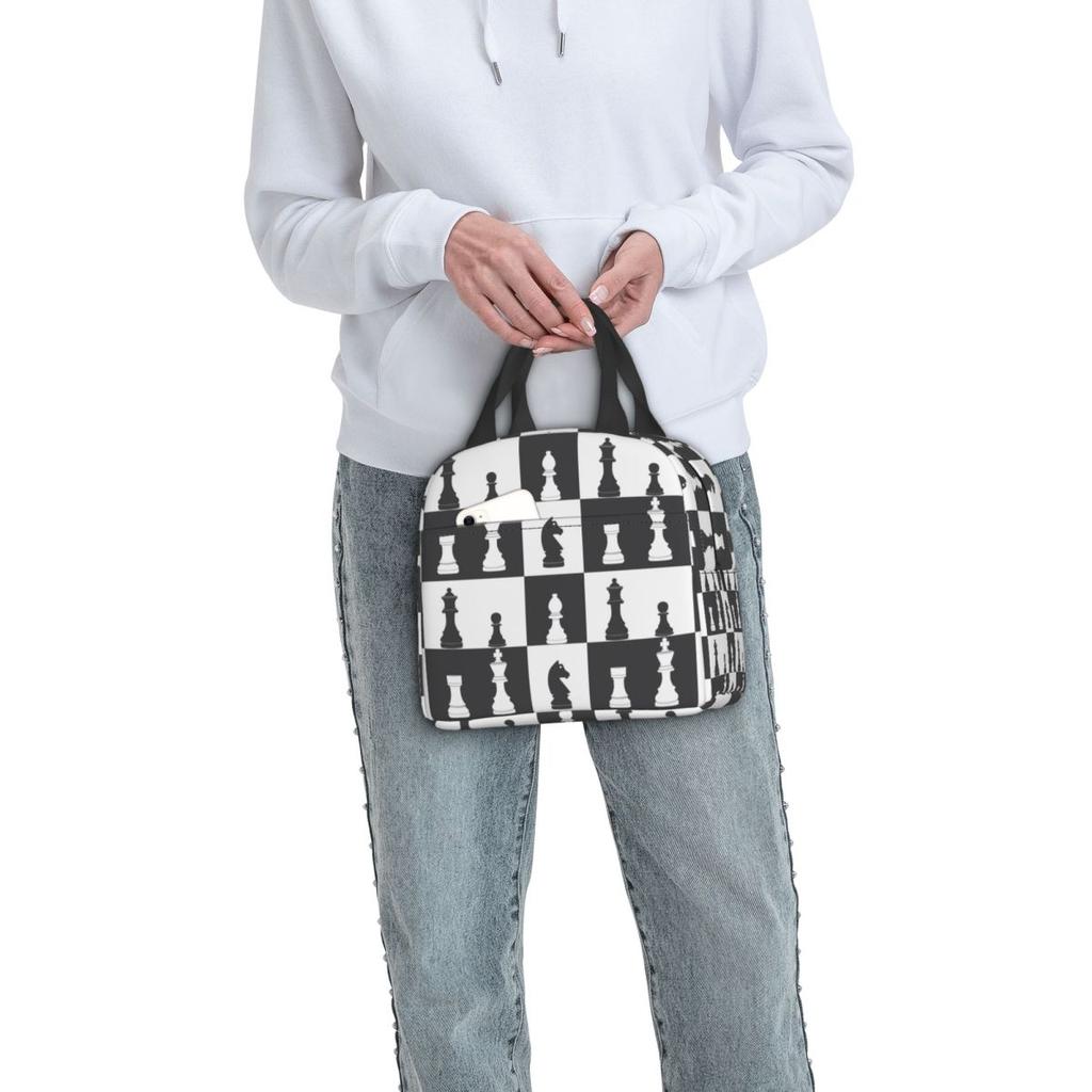 Chess Pieces On Board Insulated Lunch Bag for Women Kids Portable Food Boxes Thermal Lunch Box Tote
