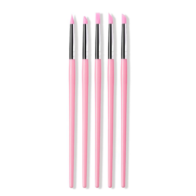 

Durable Nail Art Silicone Pen Pink Rod Press Pen Dot Bead Embossed Powder Press Stick Nail Art Tools Rhinestone Tool 5PCS розовый