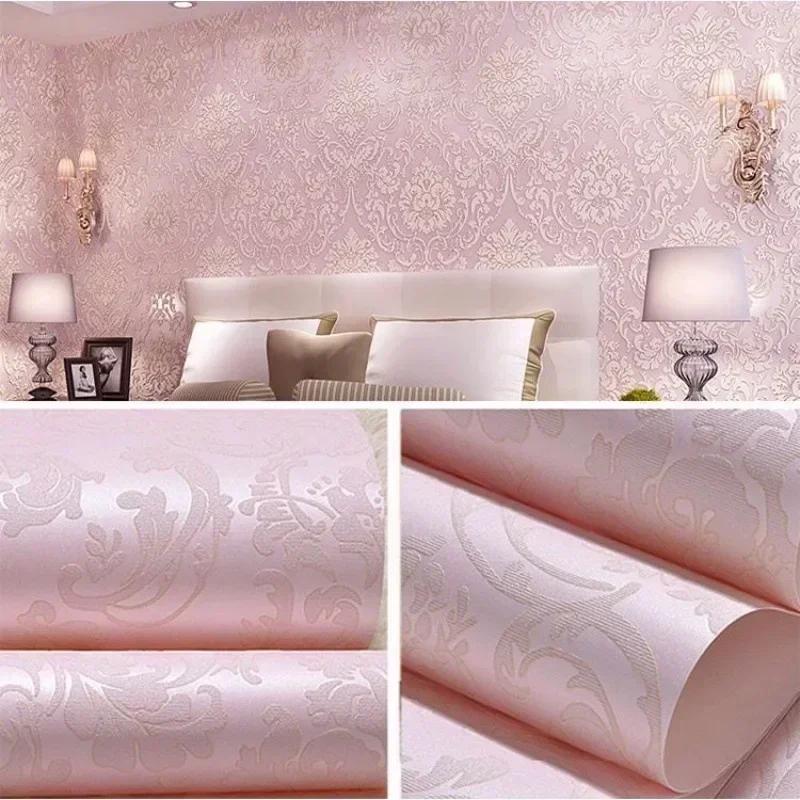 Self Adhesive White Embossed Damask Wallpaper Peel and Stick Plain Solid Color Damask Wall Paper for Bedroom Living Room Decor
