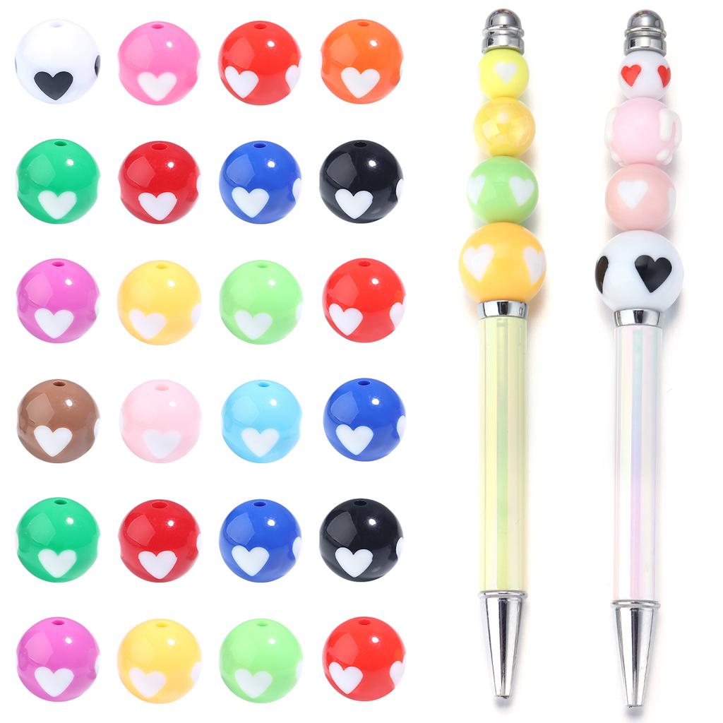 12/16/20mm Lovely Star Beads Heart Round Beads Acrylic Beads Mix Double Color Beads for Jewelry Making Necklace Hair Accessories