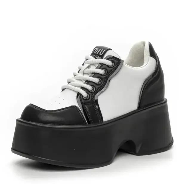 Fashion 11cm Women Luxury Genuine Leather Platform Wedge Pumps High Heels Ankle Booties Spring Autumn Ankle Boots Casual Office Shoes