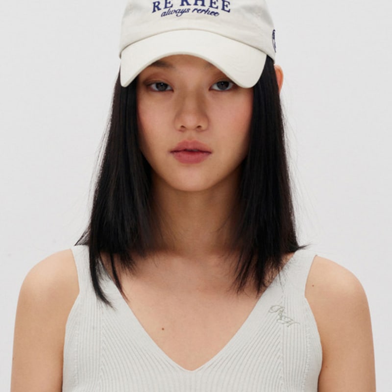 RE RHEE LOGO EMBROIDERED AQUA BALL Cap SOY MILK