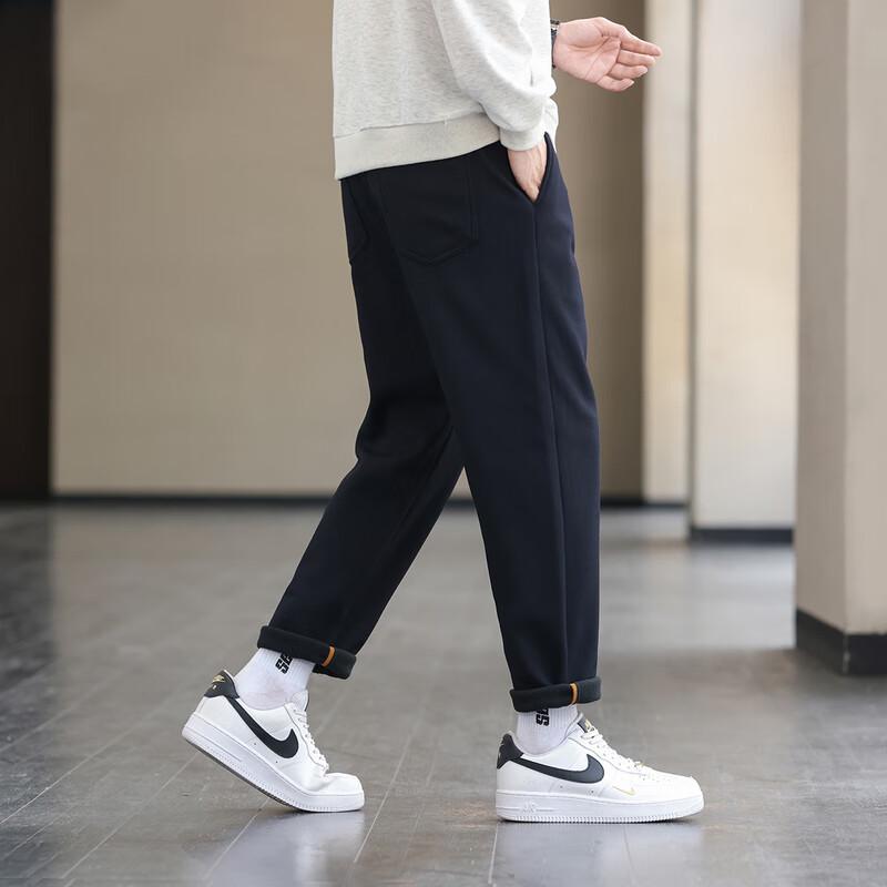Fengxiao Men's Warm Loose-Fit Tapered Casual Pants