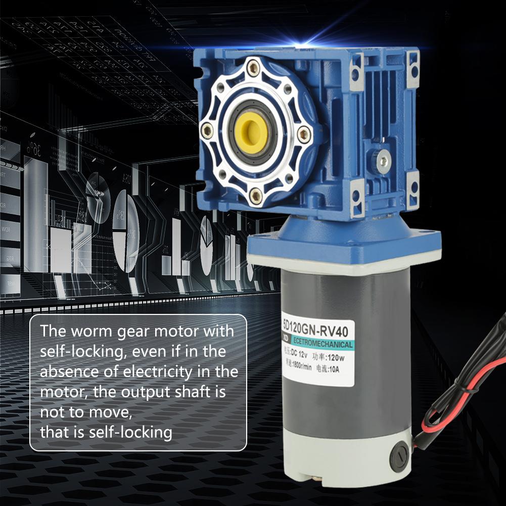 

120 Вт Мотор-редуктор RV40 з черв ячною передачею з регульованою швидкістю, реверсивний (CW CCW) з самоблокуванням (12В)