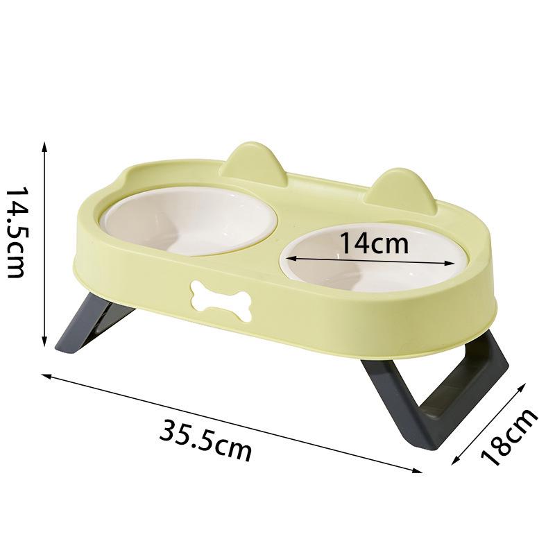 High-Foot Cat Bowl: Non-Slip, Anti-Tip, Slanted Design for Pet Neck Protection.