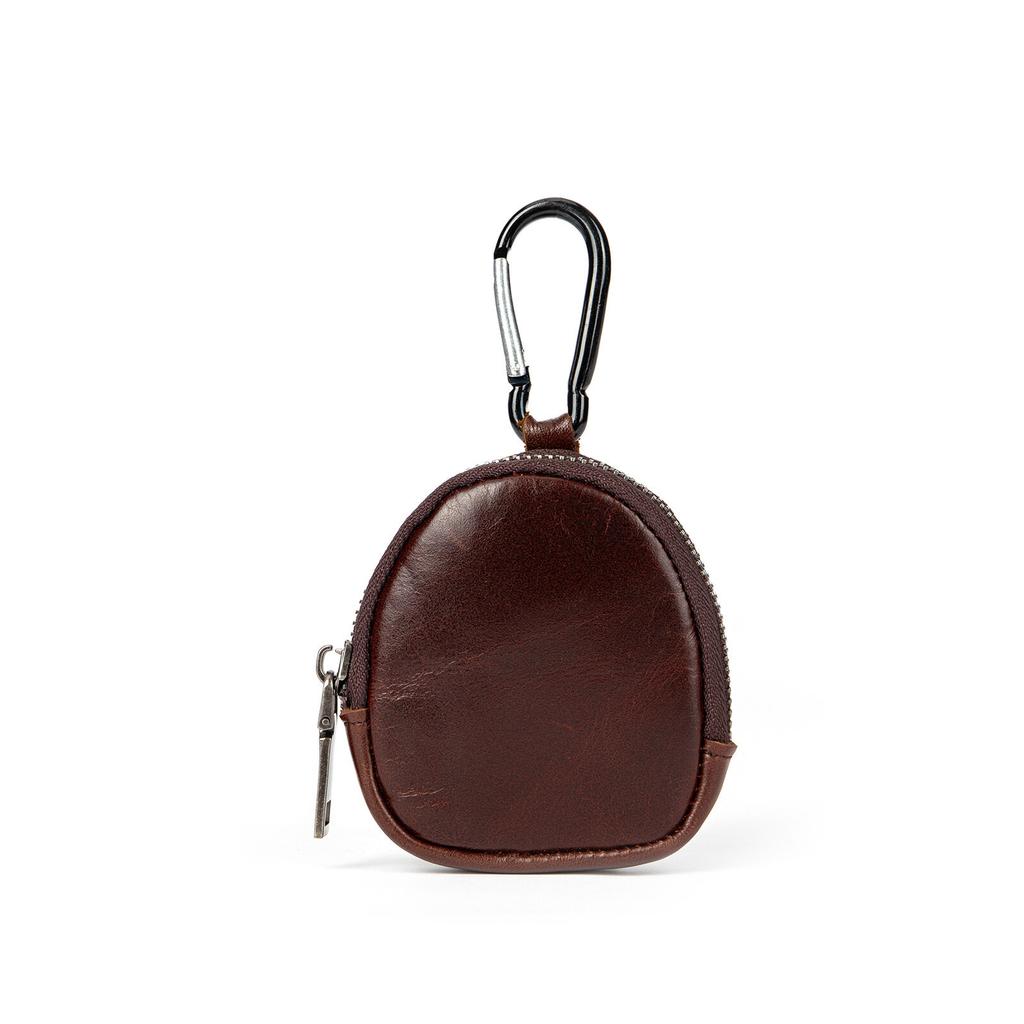 Retro Genuine Leather Simplicity Keys Coins Holder Zipper Pouches Bluetooth Earphone Storage Small Hanging Bags