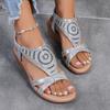 Bohemia Glitter Totem Decoration Cross Strap Sandals Women 2025 Summer Low Wedge Heel Sandals Luxury Beach Slip On Shoes Size 43
