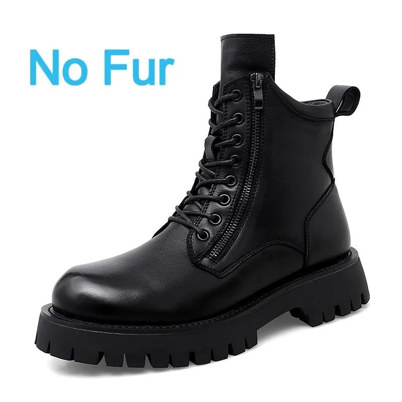 2025 Genuine Leather Mens Boots Luxury Brand Casual Boots New Thick Bottom Men Ankle Boots Italian Designer Punk Motorcycle Boot