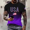 3D Digital Printed Casual Men's T-shirt with American Flag T-Shirts