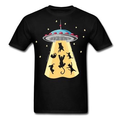Spaceship Abducting Cats Shirt Cat Lovers T-Shirt Size S-6XL