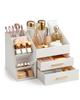 Lolalet Makeup Organizer with PU Spacious Skincare Storage Display Case for and Beauty for Vanity and Easy To Clean Cream Drawer, Leather, Holder,
