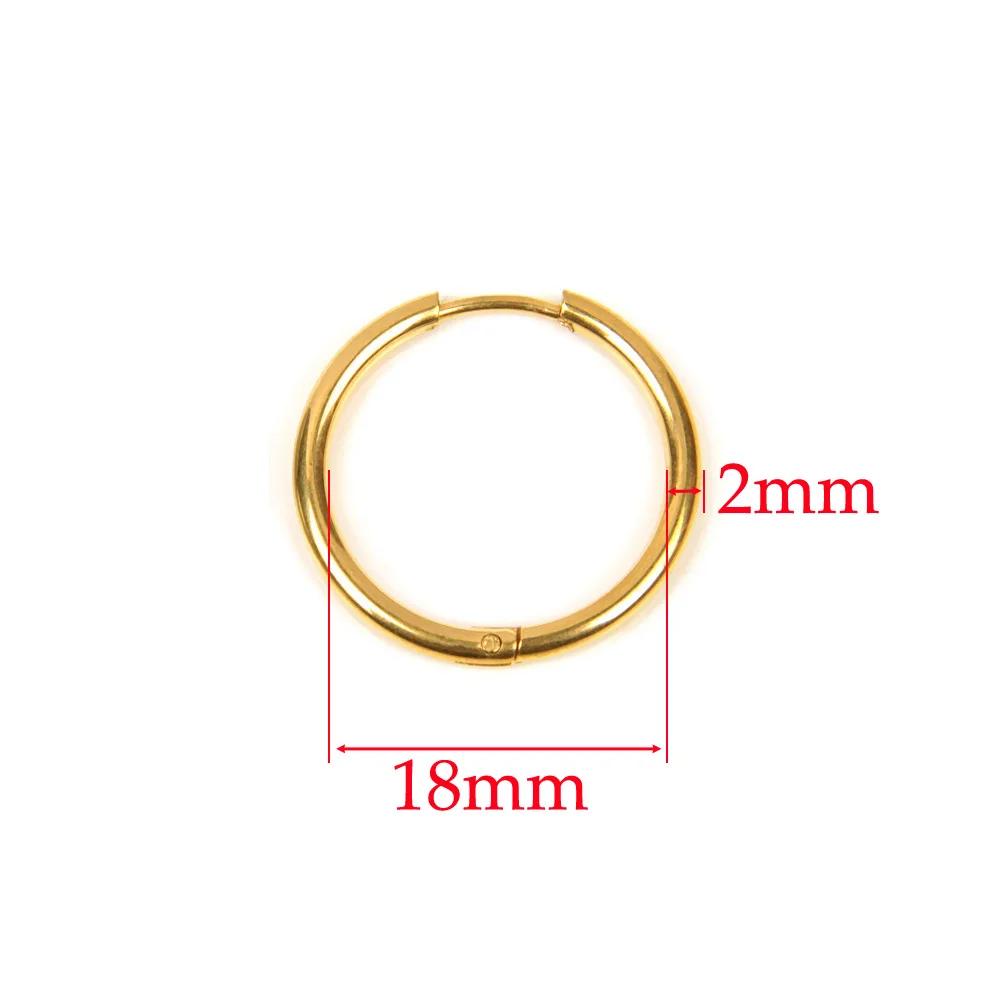 10 Stück 316L Edelstahl Creolen Ohrringe Damen Herren Punk Hiphop Kreisförmige Ohrstecker Ring Schmuck Goldfarbe Zubehör Großhandel