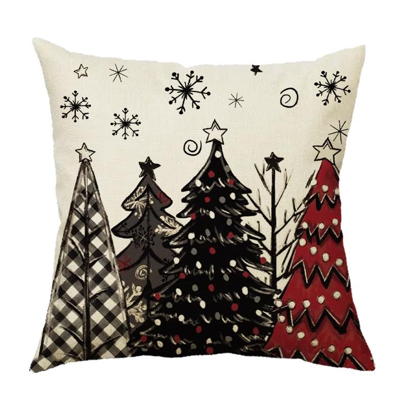 Christmas Pillow Cover Linen Printed Home Sofa Cushion Cover Car Headrest Office Pillowcase Christmas Party Decoration