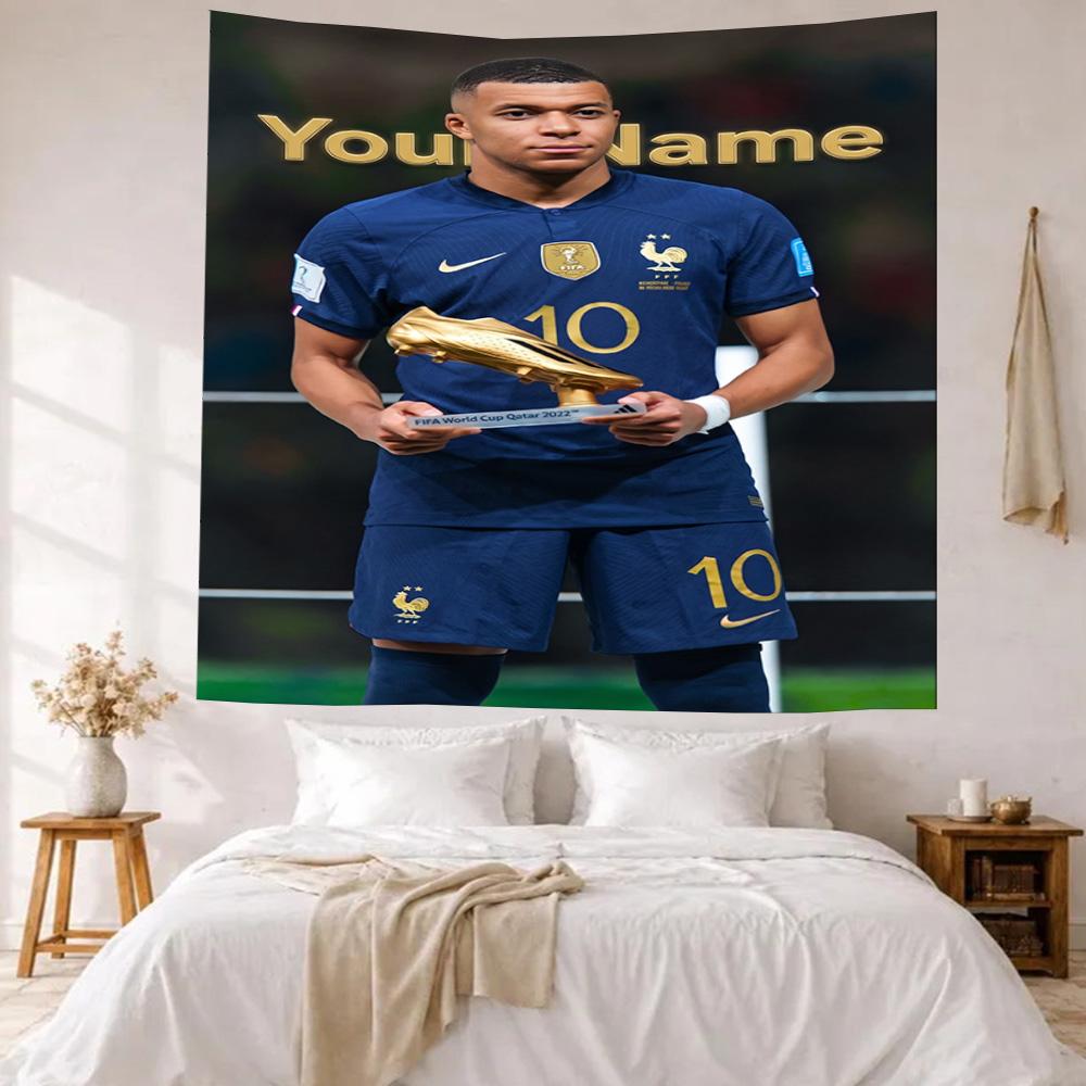 Mbappe Custom Your Name Wall Decor Tapestry Art For Pet Memorial Birthdaywedding Party Backdrop Family Gift