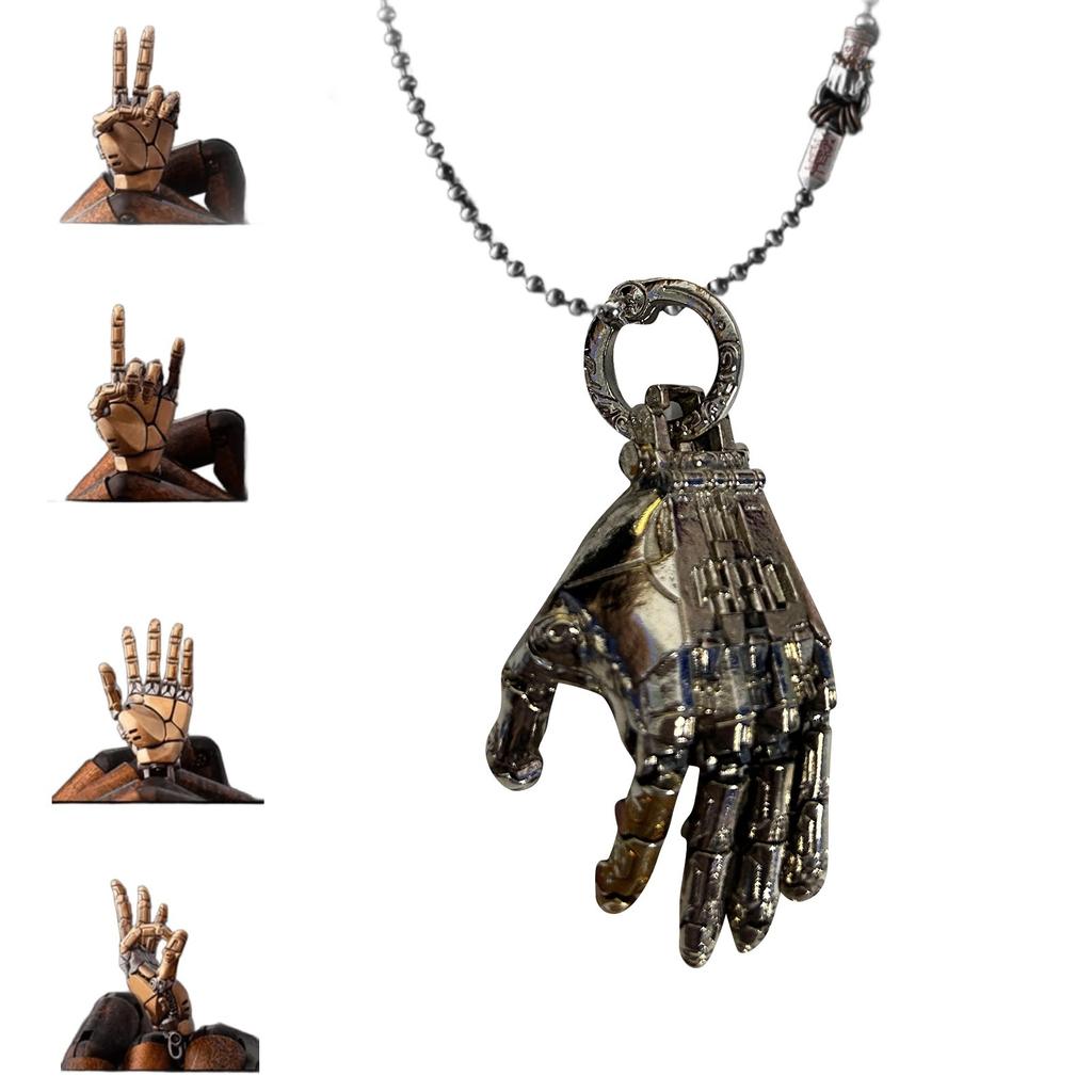 Mechanical Hand Pendant, Movable Finger Joints Robot Hand Charm Jewelry, Steampunk Necklace Pendant, Punk Lover Gift, For Men Women