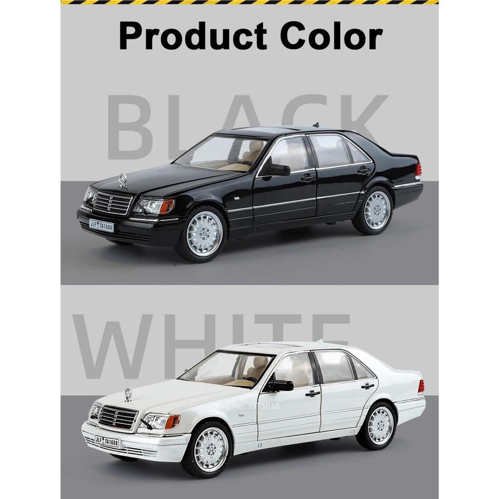 1/24 Benz W140 320SEL Toy Car Models Alloy Diecast with Sound and Light Rear Wheel Pull Back Function Vehicles Models Collect Gifts
