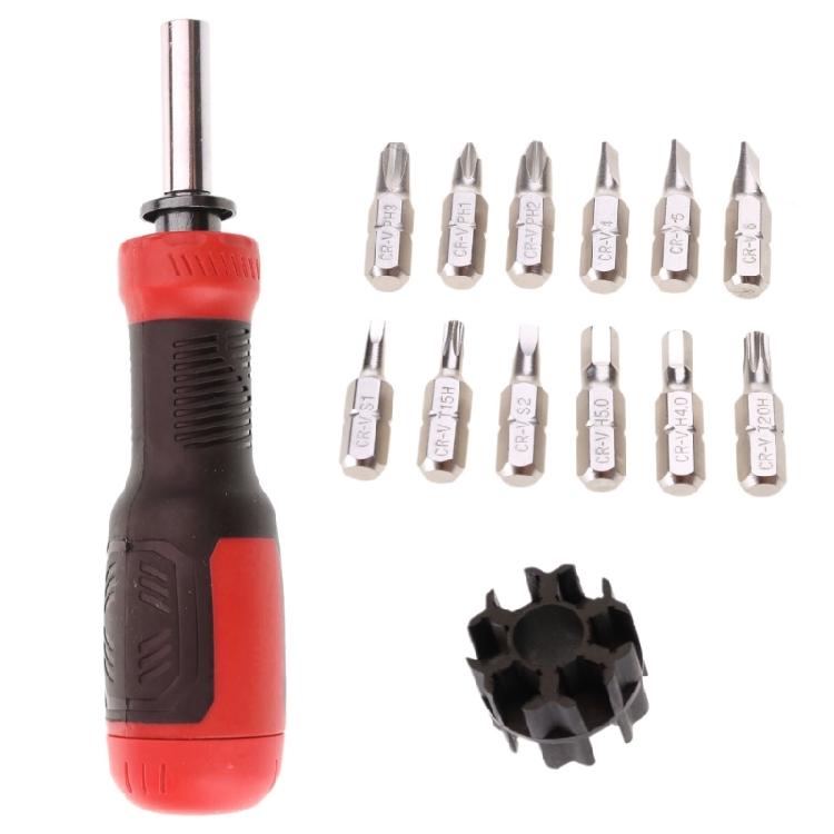 13 in 1 Magnetic Ratcheting Screwdriver with Bit Storage for Household Repairs 1