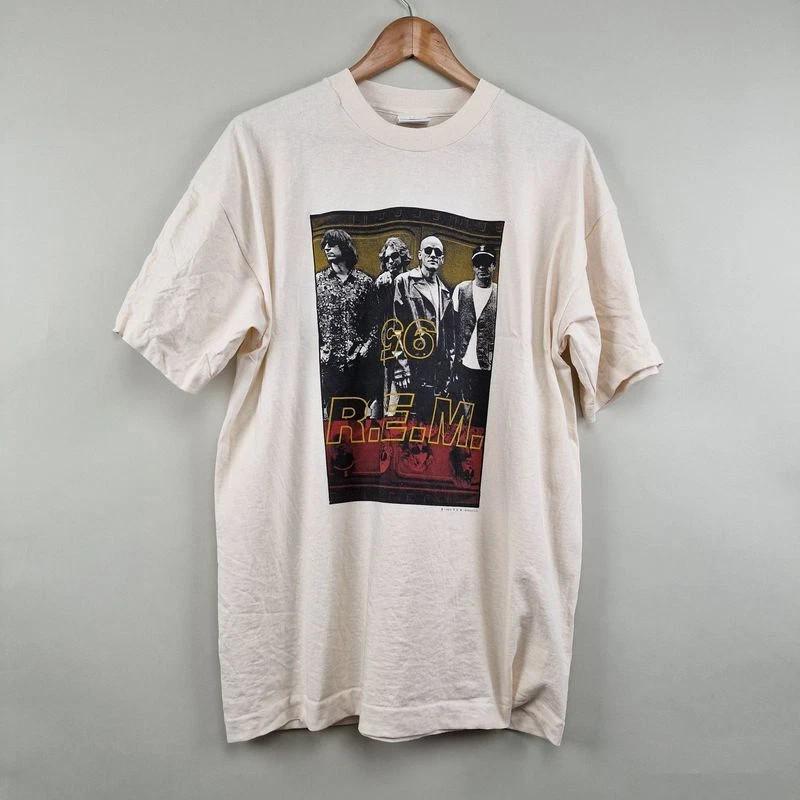 1995 R.E.M. Band Rare Design White Short Sleeve Unisex Tshirt S-5XL XXL