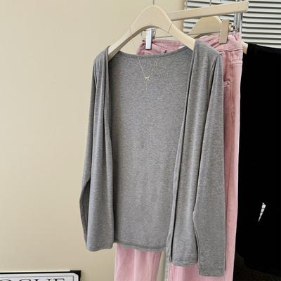 Solid Color Loose and Thin Sunscreen Cardigan Women's Spring and Summer New Versatile Simple Long-sleeved Coat