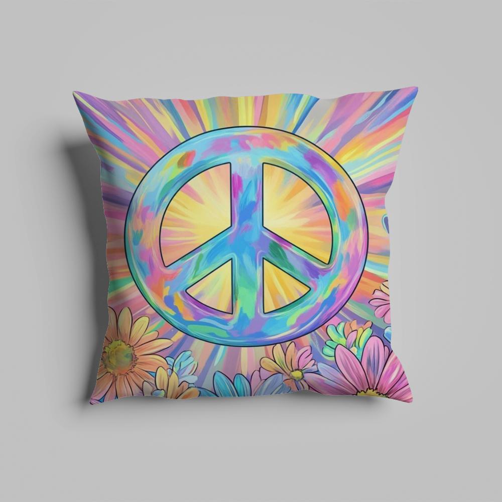 Kissenbezug luxuriös Home-Office, Sofa dekorativ Mehrgrößen Auto-Sitzkissen, Kissenbezüge Friedenszeichen Blume Ölmalerei