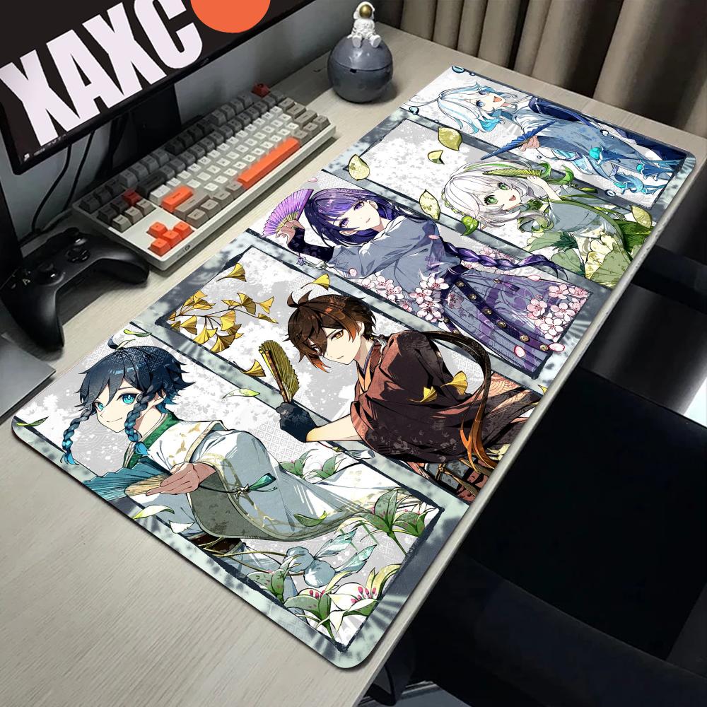 Genshin Impact Pattern Kawaii Game Mouse Pad Extra Large Walnut Two-dimensional Mousepad Keyboard E-Sports Desk Mat XXL