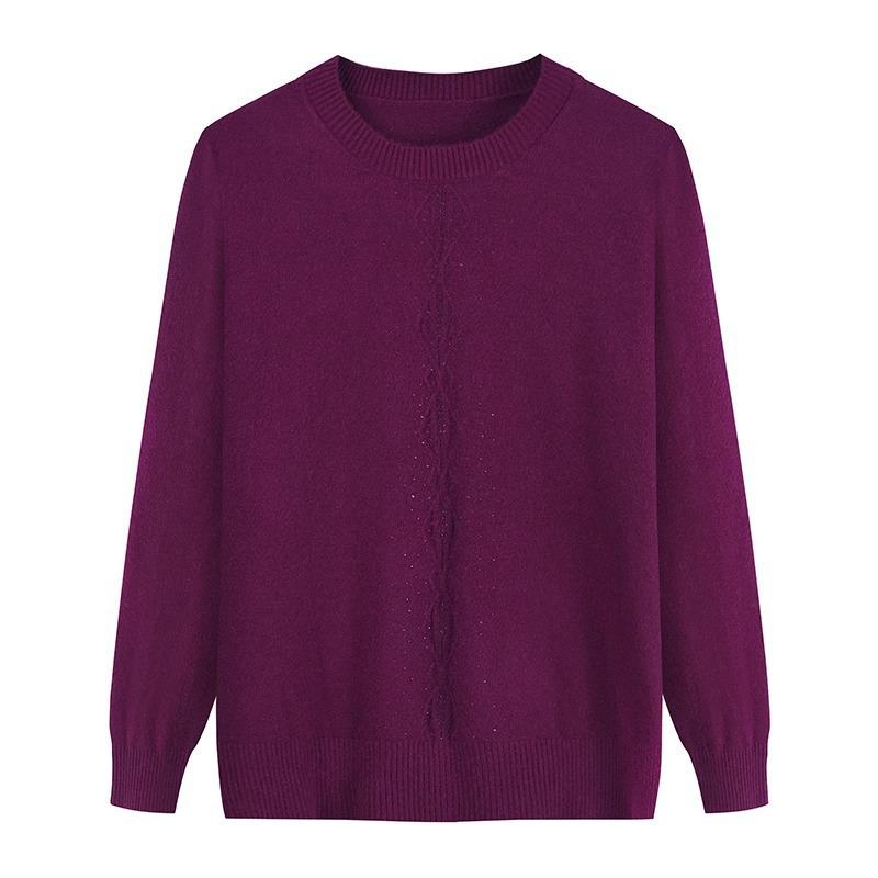 Women's Autumn/Winter Semi-High Neck Top: New Elastic Solid Color Sweater for Middle-Aged and Elderly