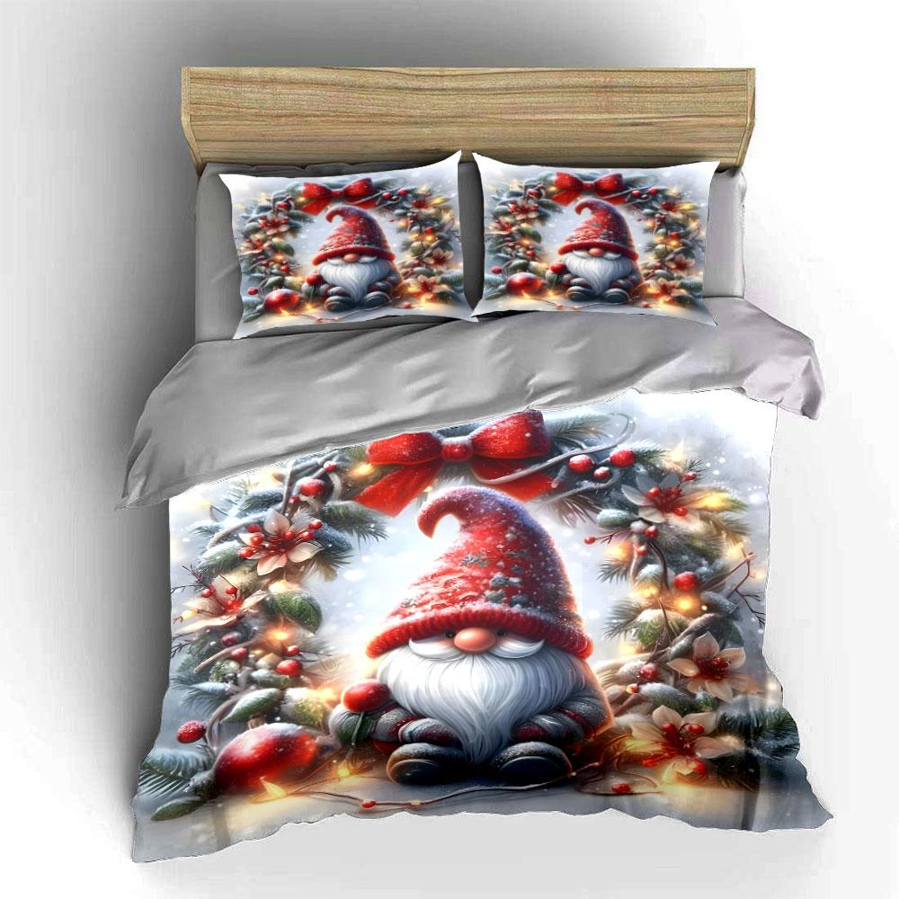 Christmas Gnome Bedding Set Bedding Duvet Cover Set Duvet Cover Pillowcases (1 * Duvet Cover 2 * Pillowcases, without duvet insert)