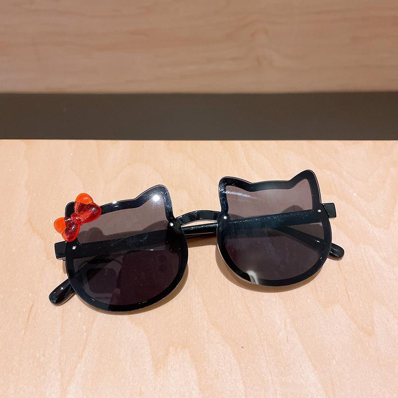 

New Korean Style Cat Shape Children s Cute Cartoon Sunglasses Kids Anti UV Eyewear Round Colourful Sunglass чёрный