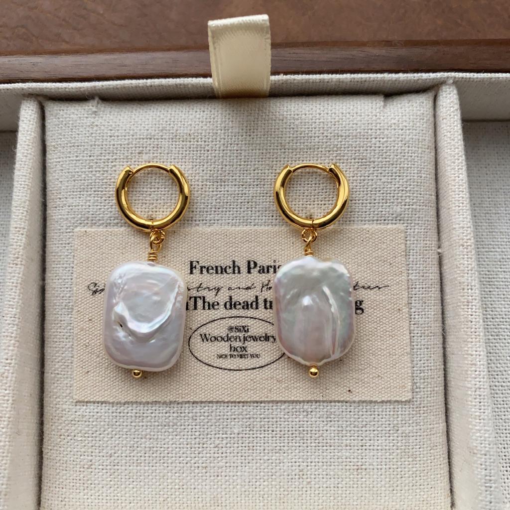 Special-shaped Baroque Pearl Earrings, Earrings, Light Luxury, High-end Sense, Niche Temperament, Retro Exquisite and Versatile Daily Earrings.