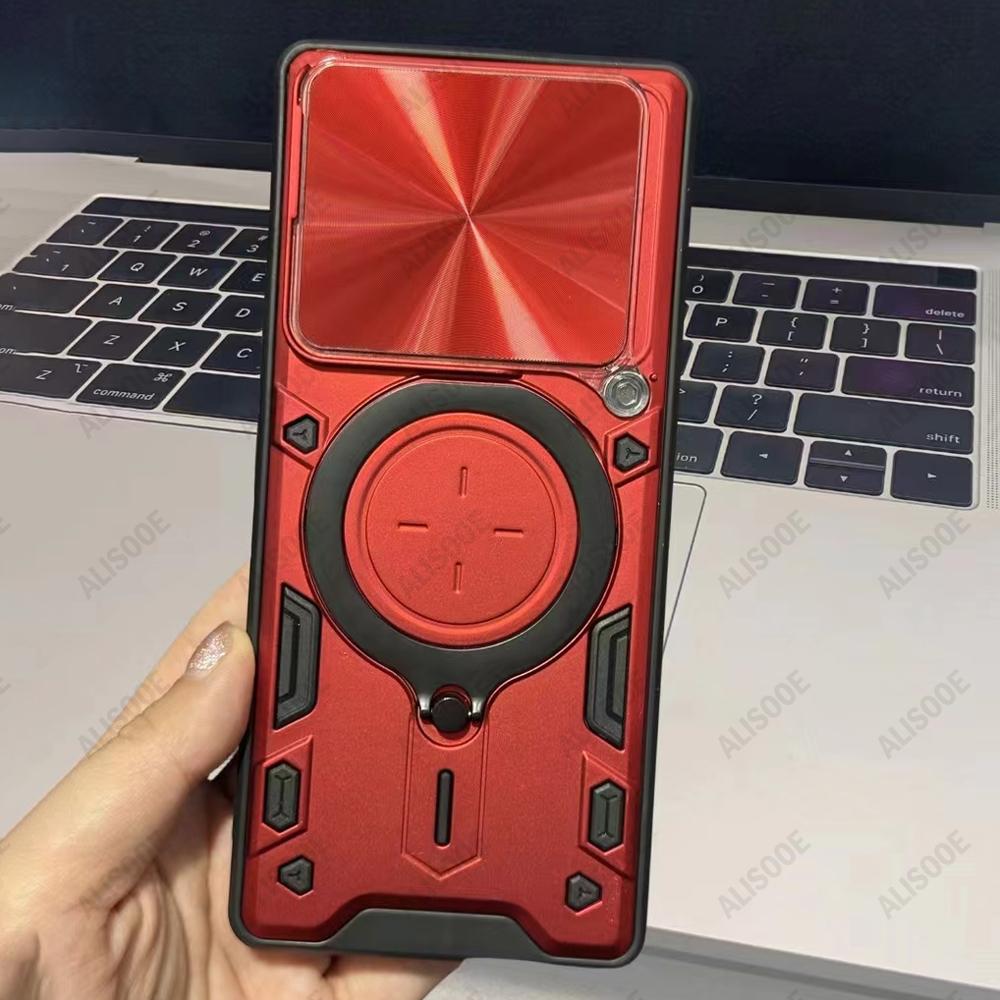 

Armor Funda for infinix Note 40 4G 40 Pro Plus Case Slide Camera Cover for infinix Note 40 Pro+ Ring Stand Shockproof Capa Note 40 Pro Plus 5G червоний
