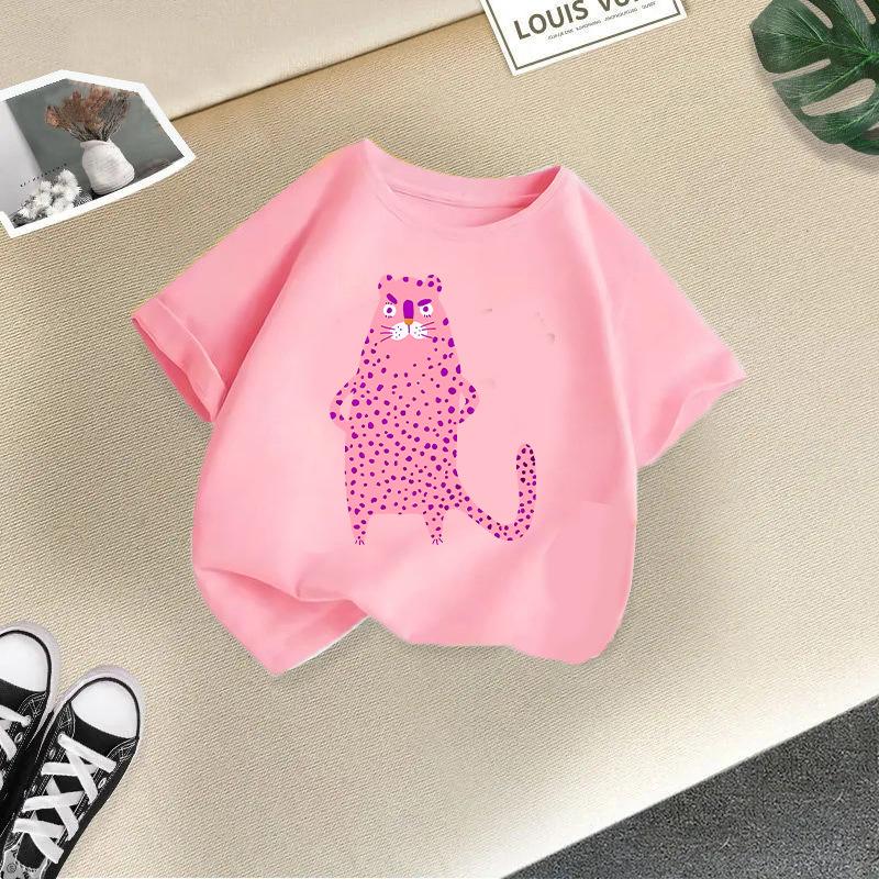 2025 Cute Cat Printed Summer New Product Children's Clothing Children's Short Sleeved T-shirt Baby Fashion T-shirt