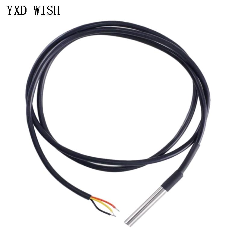 10pcs DS18B20 Temperature Probe Temperature Sensor 1M 2M 3M 5M DS1820 Stainless Steel Package Waterproof 18B20 100cm/200cm/300cm