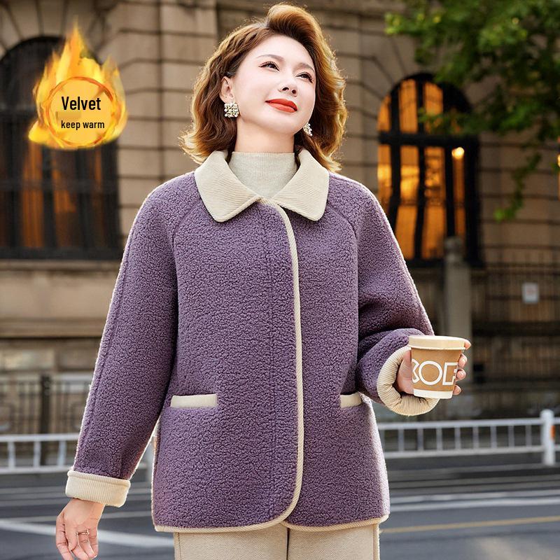 2025 New Cozy Lambswool Coat for Middle-aged & Senior Women - Thickened Velvet Winter Top