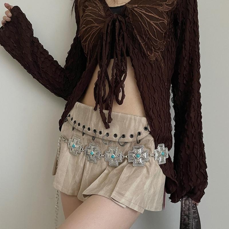 Waist Belt Hot Girl Sexy Metallic Crosses Adjustable Body Chain for Dress Stage