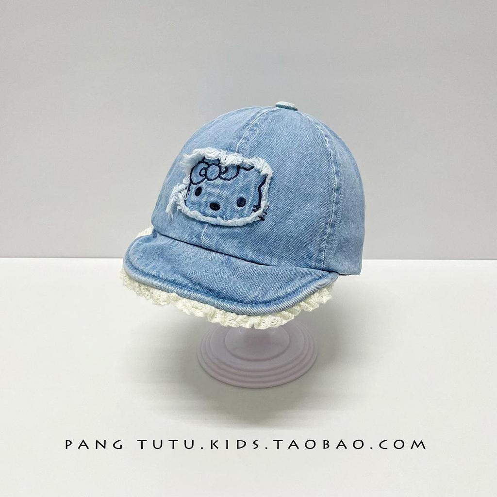 Chapéu de Bebê Jeans Gatinho Fofo - Boné com Aba Macia para Proteção Solar de Crianças Pequenas na Primavera e Outono
