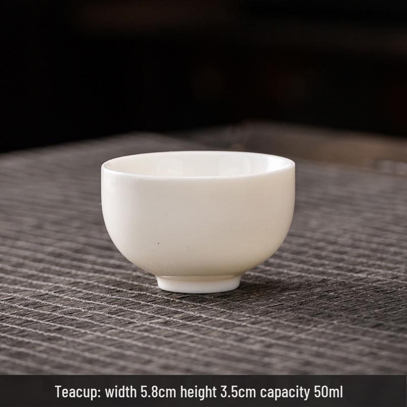 Mutton Fat White Porcelain Kung Fu Tea Cup: Ceramic Tasting Cup for Tea or Wine