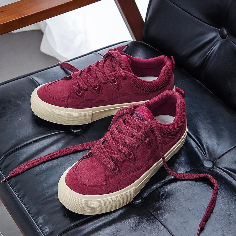 Burgunderfarbene Herren-Trend-Canvas-Sneaker: Vielseitiges, atmungsaktives Mesh für Freizeitsport und Sommer-Style