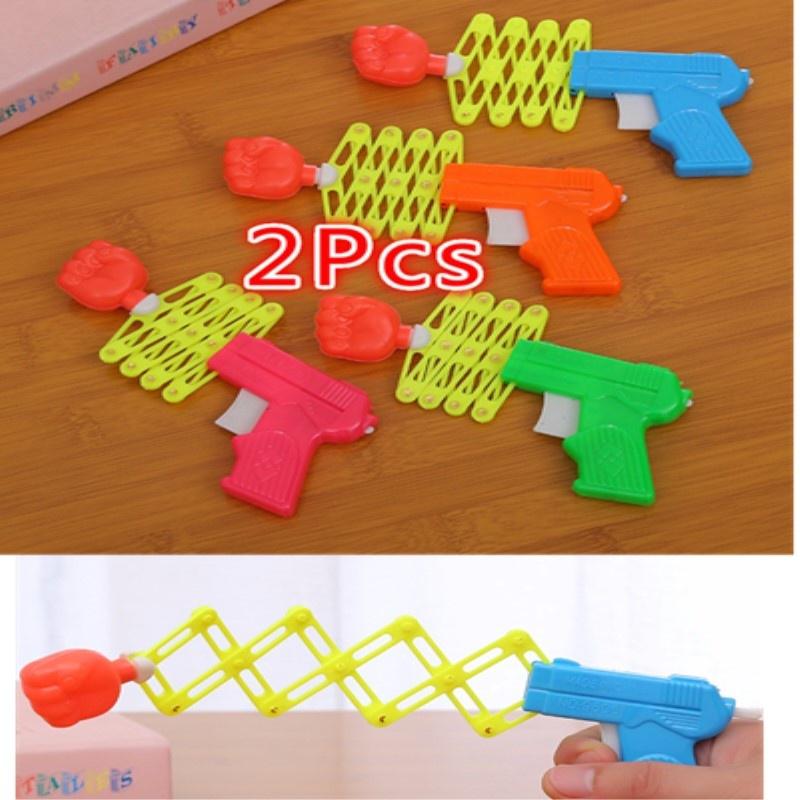 2Pcs Children's Toy Guns Creative Telescopic Fist Guns April Fool's Toy Guns and Spring Toy Gun