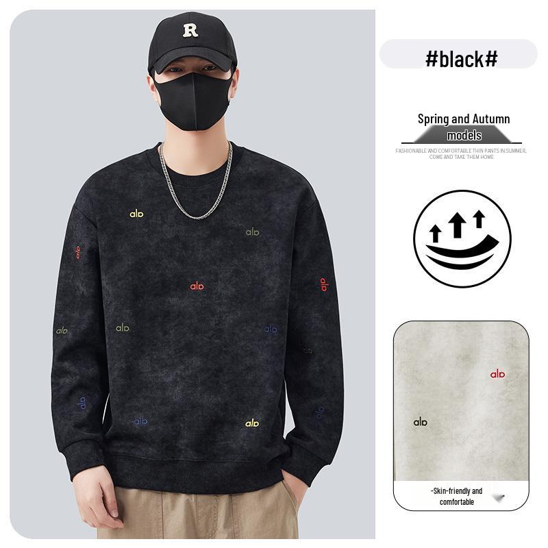 Men s Tie-Dye Embroidered Round Neck Hoodie - Spring/Autumn 2025 Casual Trend M