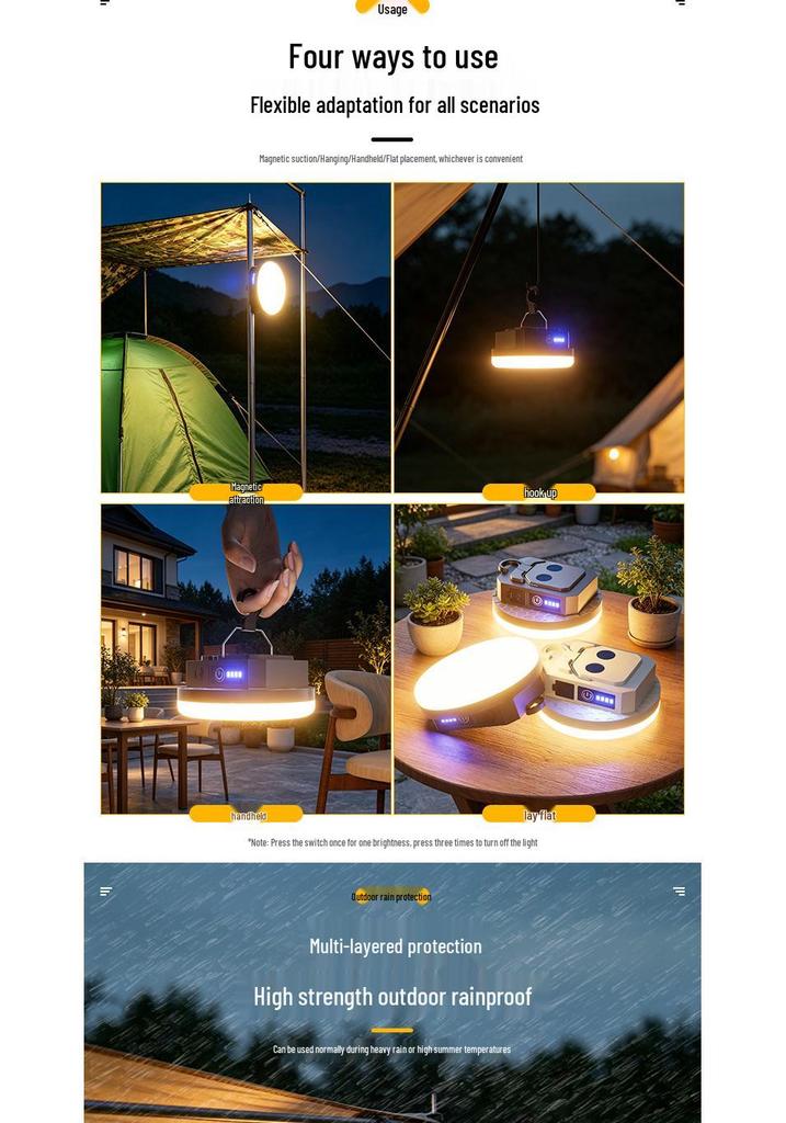 Solar Rechargeable LED Camping Lantern - Ultra-Long Battery Life & Mini Design for Tent Hanging