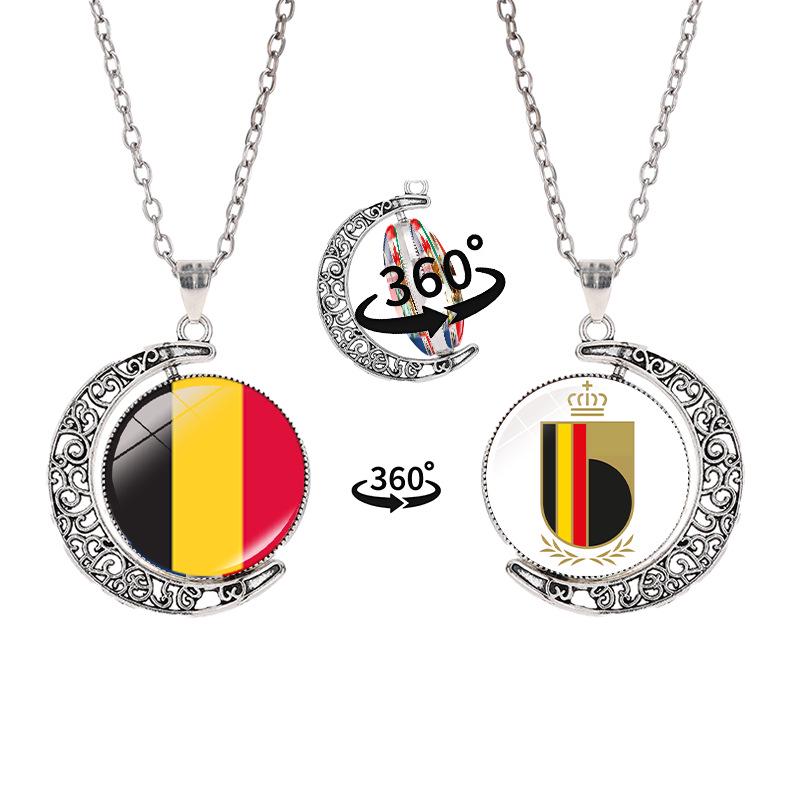

2026 World Cup Flag Emblem Double-Sided Crescent Pendant Necklace