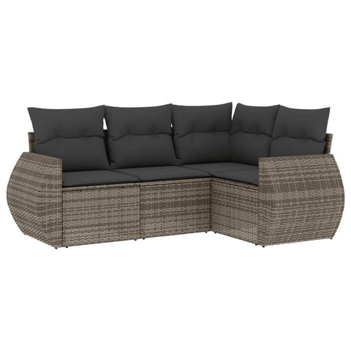 VidaXL Salon de Jardin avec Coussins 4 pcs, Canapés de Terrasse, Ensemble de Meubles de Patio, Mobilier d'Extérieur, Gris 3221309